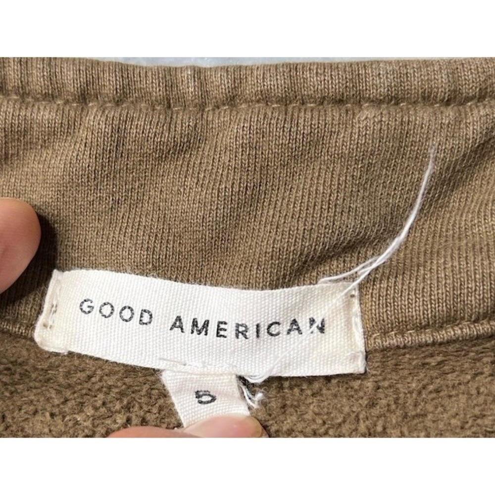 Good American Sweater Women Size 5 Cropped Oversized Crewneck Green Dance Gym - Picture 7 of 7